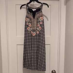 THML Black and White Embellished Halter Midi Sundress